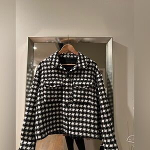 Sanctuary Black and White Houndstooth Teddy Jacket